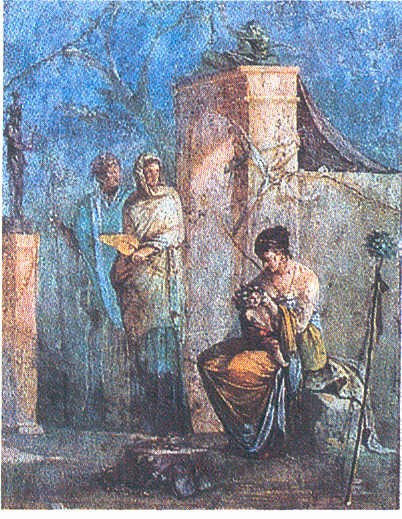 Ino si prende cura di suo nipote Bacco, pittura parietale, 1° secolo